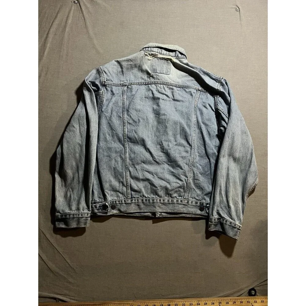 Vintage LEVIS 507 Denim Jacket Mens M Blue‎ Faded Distressed Button Adult.